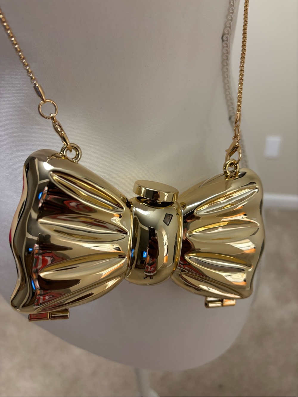 Gold Bow-Shaped Crossbody Evening Bag